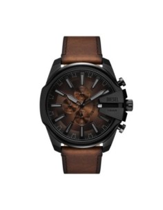 Diesel Reloj Mega Chief Slim DZ4692 Hombre Cronógrafo Acero Negro 48 mm Cuero DZ4692
