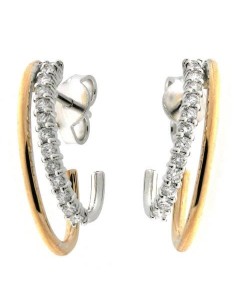 Davite & Delucchi Pendientes Oro Bicolor 18K Doble Barrita Diamantes 0,40 ct Mujer BB0084391S