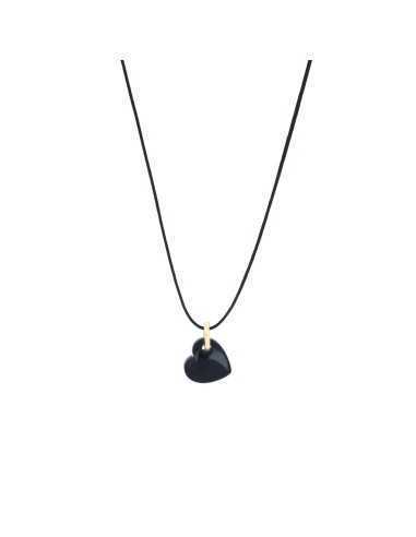 Maman et Sophie Colgante Corazón Ágata Negra Oro Amarillo 18K 8 mm Mujer COBTT8AN