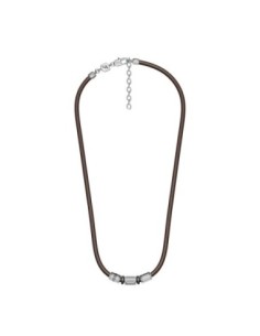 Fossil Collar Machine Cuero Marrón y Acero Inoxidable Bicolor JF05007998