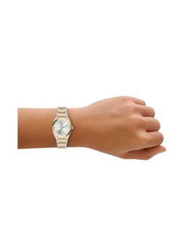 Fossil Reloj Everett Mujer Cuarzo Acero Inoxidable 27 mm Esfera Plateada ES5494