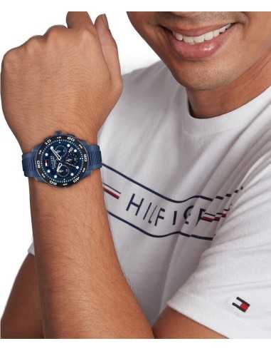 Tommy Hilfiger TH-Regatta Reloj Hombre Azul Cronógrafo con Correa de Silicona 1792232