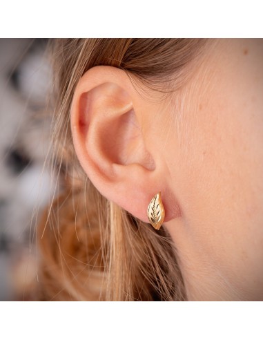 18K PENDIENTES  ORO AMARILLO HOJA LAPIDADOS Y...