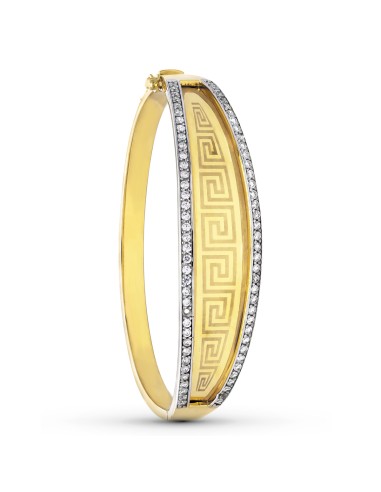 18K PULSERA RIGIDA ORO BICOLOR CIRCONITA GRECA...