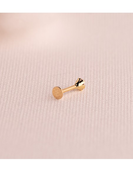 18K PIERCING DE OREJA ORO AMARILLO CIRCONITA CON GARRAS 3,5 MM. GRUESO BARRA 1MM. CIERRE TUERCA