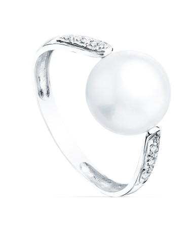 18K SORTIJA ORO BLANCO PERLA 10 MM CON...