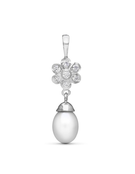 18K COLGANTE ORO BLANCO Y PERLA