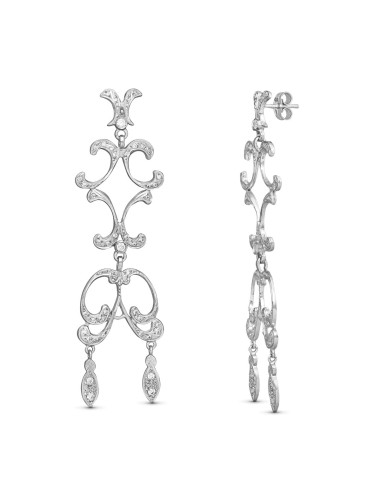 18K PENDIENTES ORO BLANCO CIRCONITA MANTILLA...