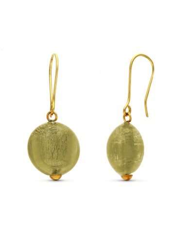 18K PENDIENTES ORO AMARILLO CRISTAL MURANO...