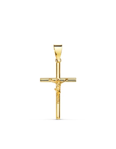 18K CRUZ ORO AMARILLO CON CRISTO TUBO HUECO 21...