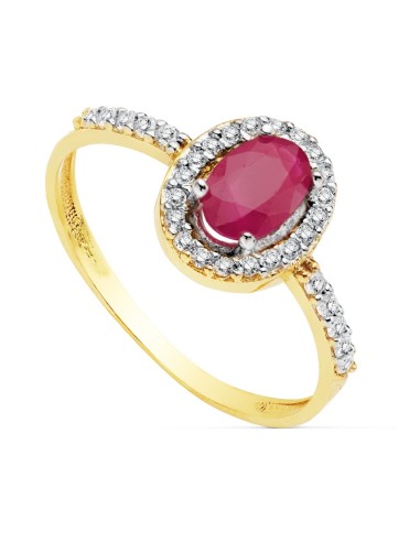 18K SORTIJA ORO BICOLOR CON CIRCONITA Y RUBI DE...