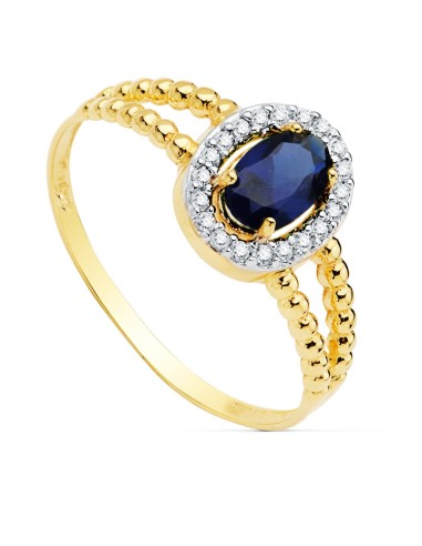 18K SORTIJA ORO BICOLOR ZAFIRO 6 X 4MM CON...