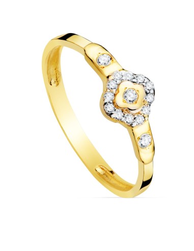 18K SORTIJA ORO BICOLOR ROMBO CON CIRCONITA 6X6...