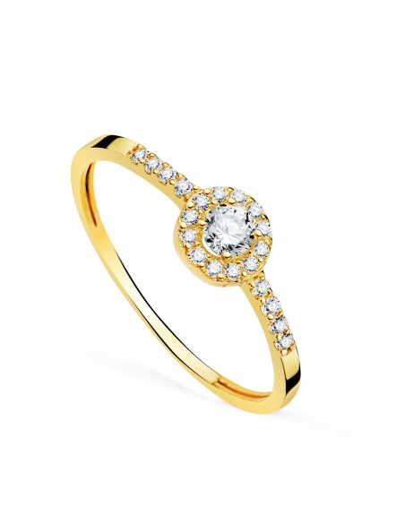 18K SORTIJA ORO AMARILLO CUAJO CON CIRCONITAS 6 MM.ANCHO CUERPO 1,5 MM