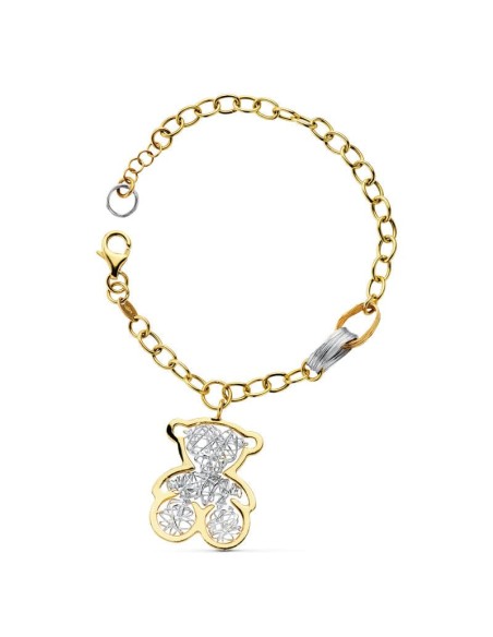 18K PULSERA BICOLOR OSO 21.5CM