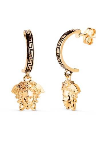18K AROS ORO AMARILLO MEDIO ARO ESMALTE GRECA...