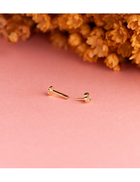 18K PIERCING DE OREJA ORO AMARILLO CORAZON 3X3 MM CON CIRCONITA. GRUESO BARRA 1.20 MM. CIERRE TUERCA