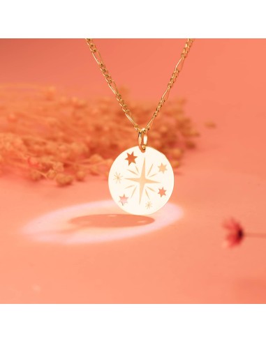 18K COLGANTE AMULETO ORO AMARILLO REDONDO ROSA...