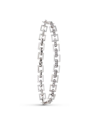 18K PULSERA ORO BLANCO ESLABONES CUADRADOS...
