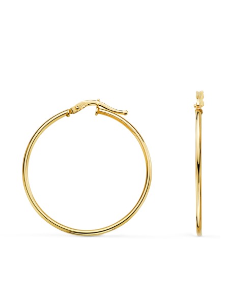 18K PENDIENTES AROS  CRIOLLAS ORO AMARILLO HUECOS REDONDOS TUBO REDONDO 33 MM. GROSOR 1,5 MM