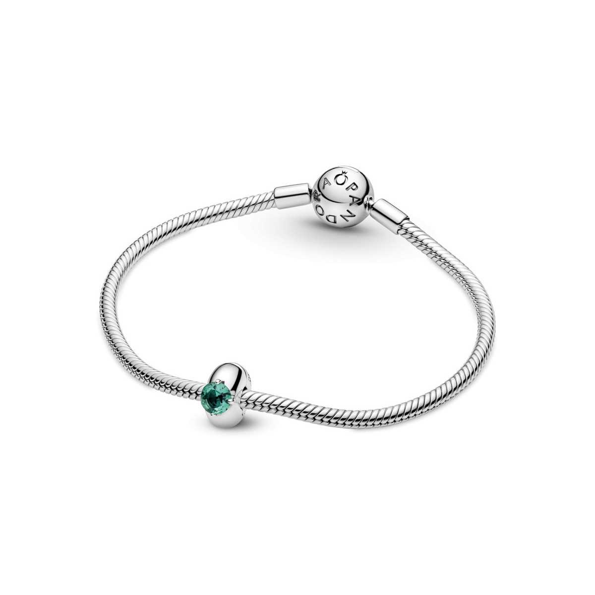 Clip Pandora Círculo Solitario Verde 799204C03
