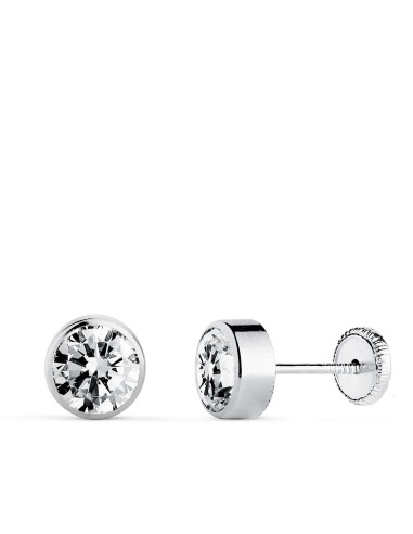 18K PENDIENTES CIRCONITA CHATON REDONDOS 6 MM...
