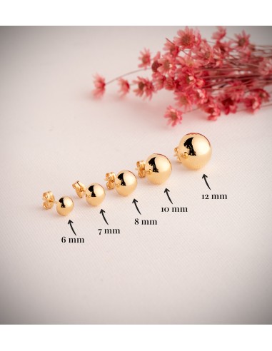 18K PENDIENTES ORO AMARILLO MEDIA BOLA LISA...