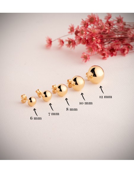 18K PENDIENTES ORO AMARILLO MEDIA BOLA LISA HUECA. ANCHO: 10 MM. CIERRE PRESION