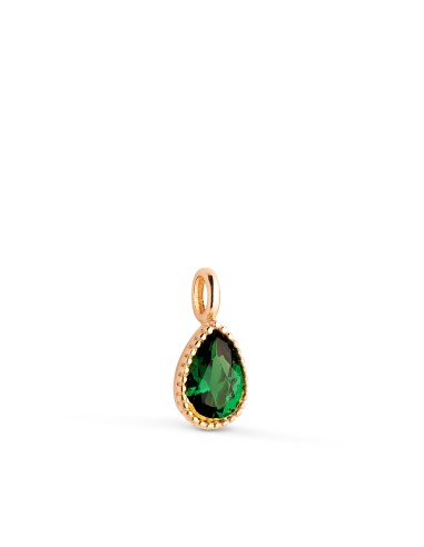 18K COLGANTE ORO AMARILLO GOTA PIEDRA VERDE...