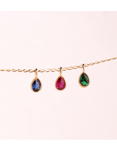 18K COLGANTE ORO AMARILLO GOTA PIEDRA VERDE...