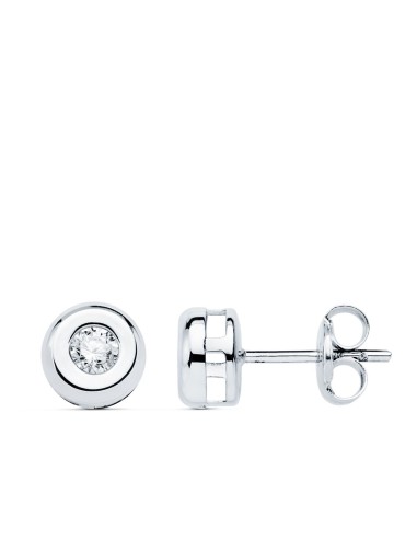 18K PENDIENTES CHATON ORO BLANCO DIAMANTES...