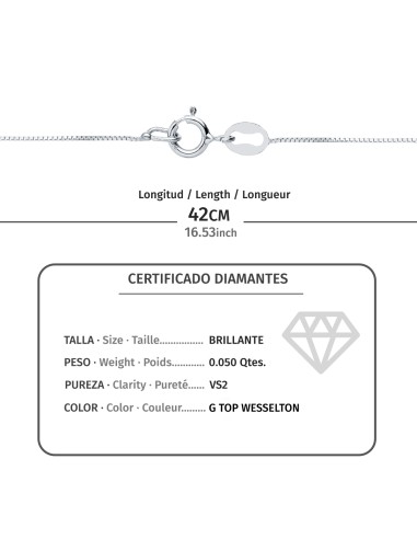 18K GARGANTILLA ORO BLANCO CHATON 6 MM DIAMANTE...