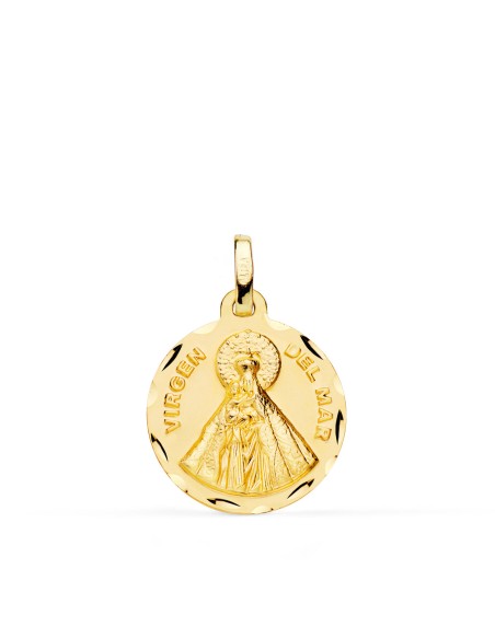 18K MEDALLA ORO AMARILLO VIRGEN DEL MAR TALLADA 18 MM
