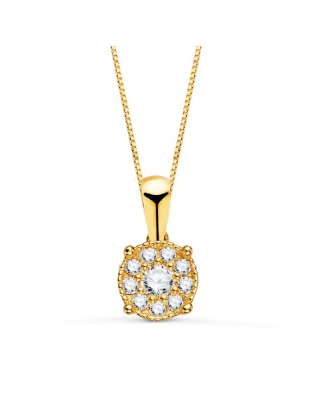 18K COLGANTE ORO AMARILLO CON DIAMANTES LABORATORIO 0,182 QTS - VS2 G. MED: 6.5MM. CADENA 42-3CM