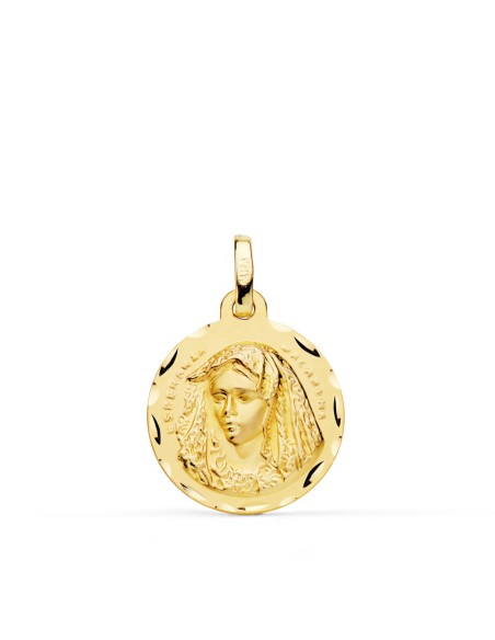 18K MEDALLA ORO AMARILLO VIRGEN MACARENA 18 MM TALLADA