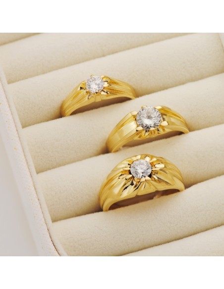 18K SOLITARIO ORO AMARILLO CIRCONITA 6 MM INTERIOR FORRADO