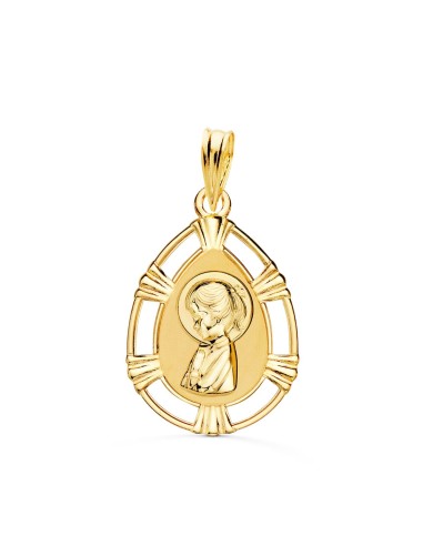 18K MEDALLA ORO AMARILLO VIRGEN NIÑA CERCO...