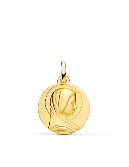 18K MEDALLA ORO AMARILLO MARIA FRANCESA LISA MATIZADA 18 MM