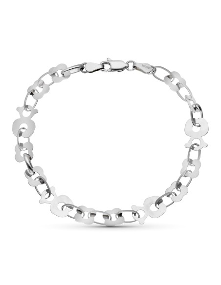 18K PULSERA ORO BLANCO ESLABONES OSOS 19CM