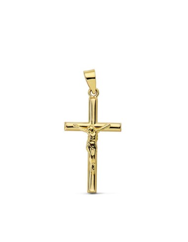 18K CRUZ ORO AMARILLO CON CRISTO REDONDA 21X13 MM