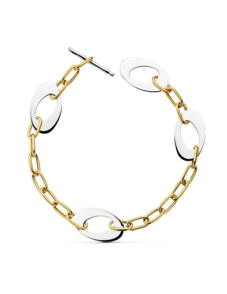 18K PULSERA BICOLOR MOTIVOS 24CM
