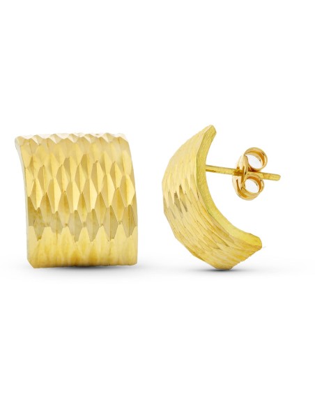 18K PENDIENTES ORO AMARILLO TALLADOS CIERRE PRESION