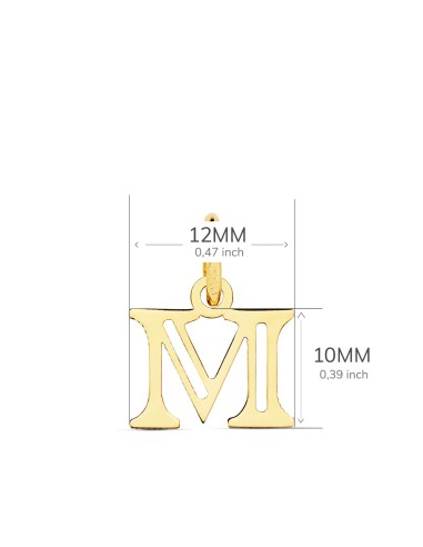 18K COLGANTE ORO AMARILLO LETRA " M " . 12X10 MM