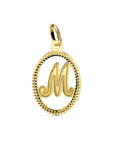 18K COLGANTE ORO AMARILLO INICIAL LETRA M....