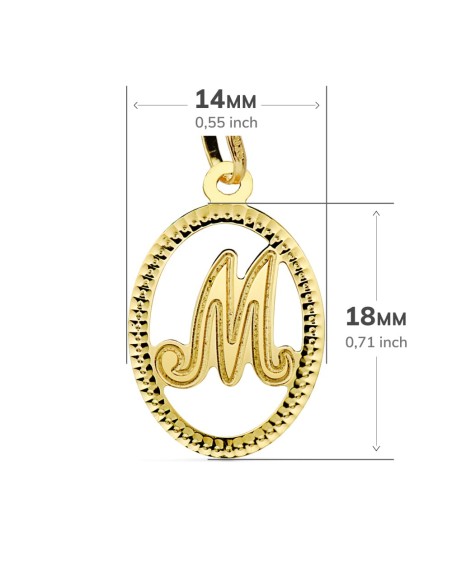 18K COLGANTE ORO AMARILLO INICIAL LETRA M. 21X14 MM