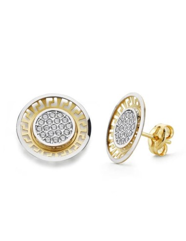 18K PENDIENTES ORO BICOLOR CIRCONITA 12 MM...