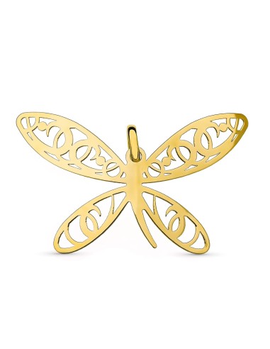 18K COLGANTE ORO AMARILLO AMULETO LIBELULA...