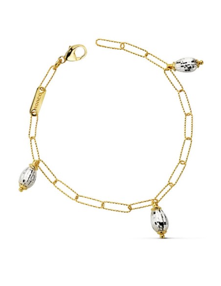 18K PULSERA BICOLOR ESLABONES 19CM