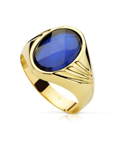 18K SELLO ORO AMARILLO HUECO PIEDRA OVAL ZAFIRO...
