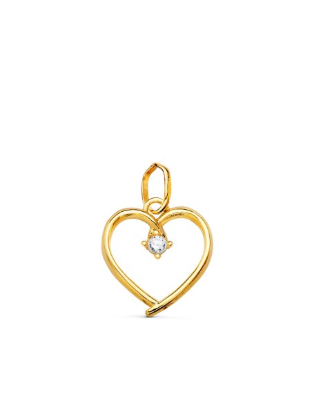 18K COLGANTE ORO AMARILLO CORAZON CON CIRCONITA DE 2 MM 13X12 MM C.AMOR